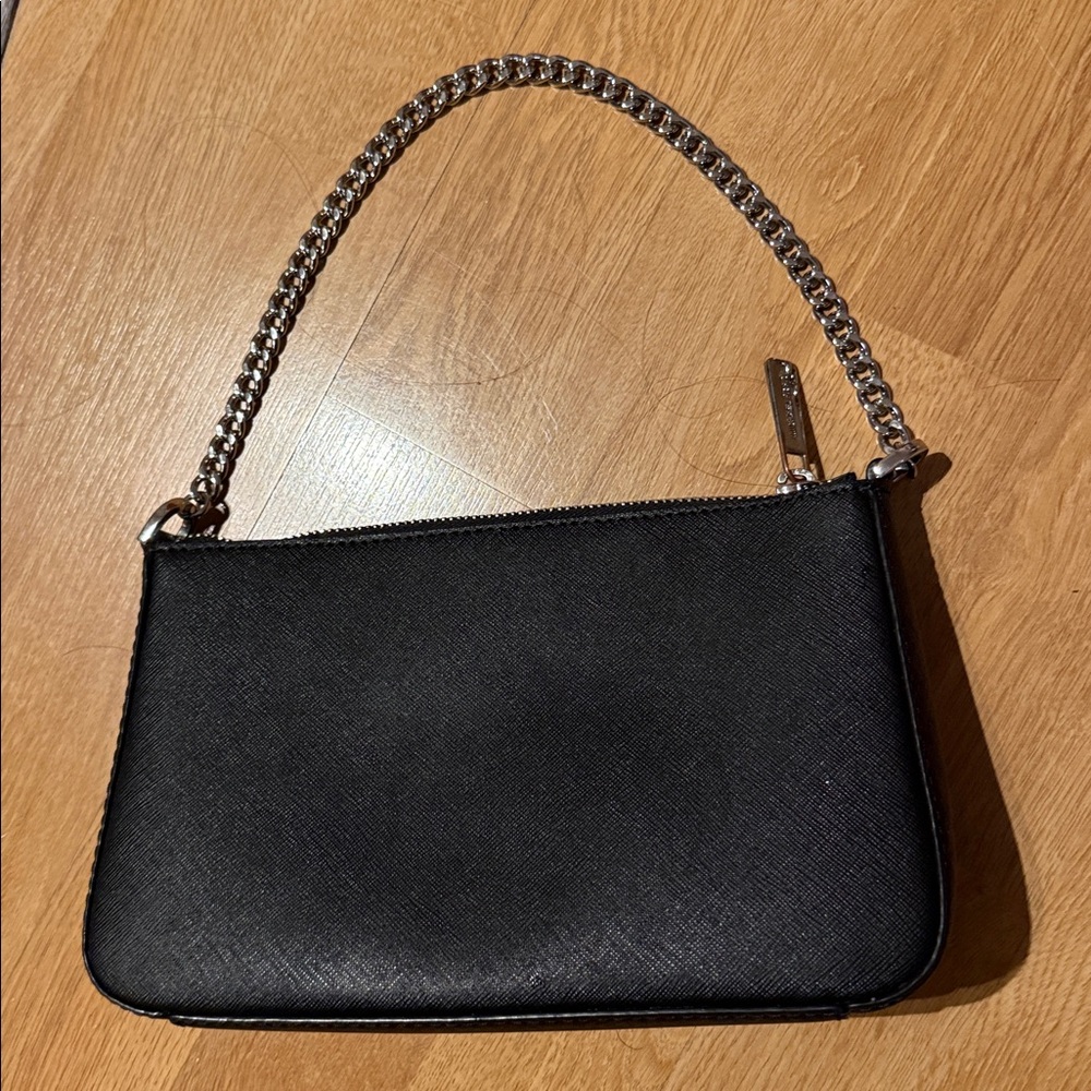 Michael Kors Black Saffiano Wristlet with Silver Chain - Picture 2 of 5